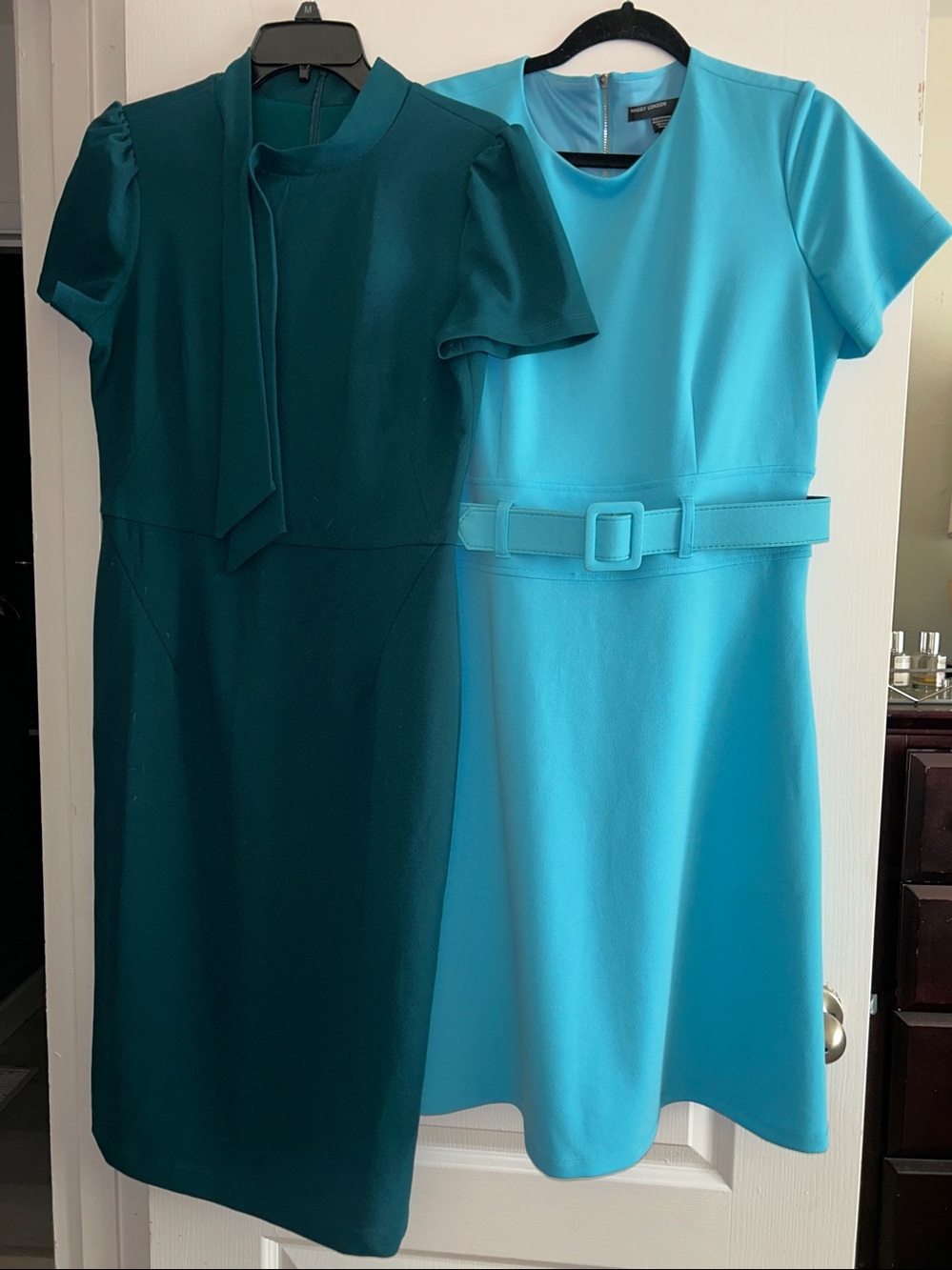 Maggy London 2 Dresses Teal Blue Sizes 10 & 12 US
